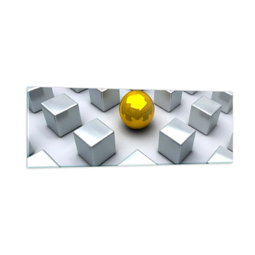 Billede på glas - Hvorfor mig? Geometrisk sammensætning - 90x30 cm