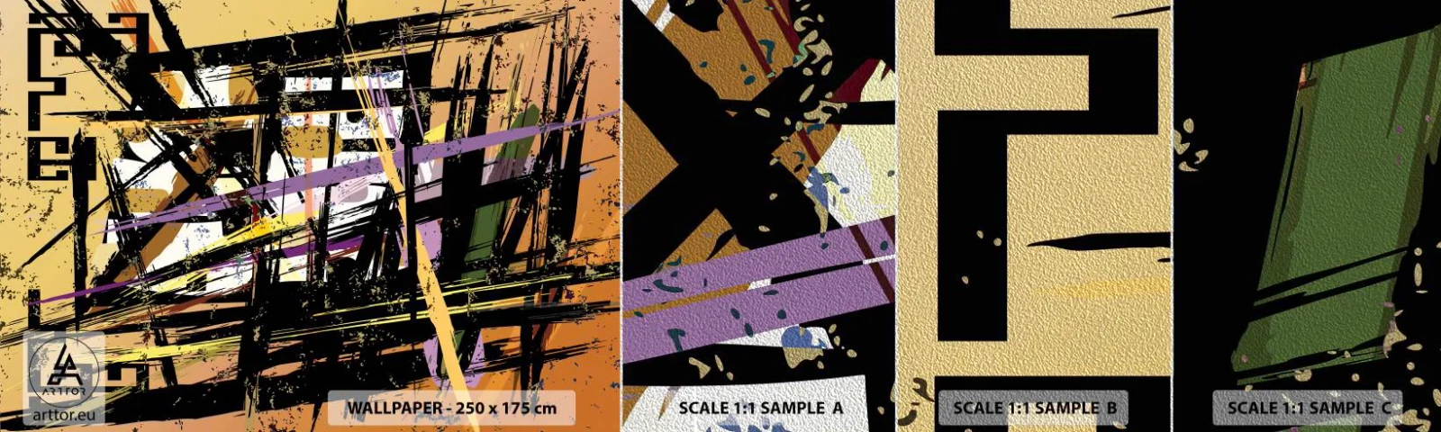 Prøve Fototapet Premium Sand - Skarpt snit - Abstraktion, Stykke, Moderne mønster - 100x30 cm