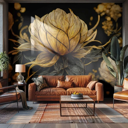 Fototapet Premium Sand - Subtil skrøbelighed - Blomst, Art Deco, Glamour - 100x70 cm