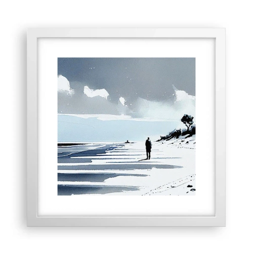 Plakat i hvid ramme - Alene - 30x30 cm