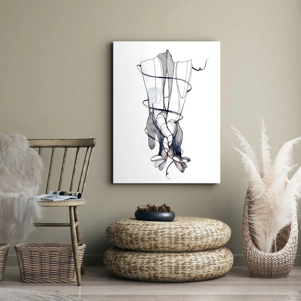 Lærredstryk - Billede på lærred - En undersøgelse af berøring - 45x80 cm