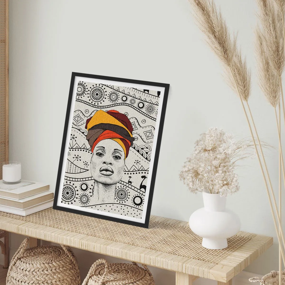 Plakat i sort ramme - Afrikansk patriark - 50x70cm - Afrikansk portræt - Moderne vægdekoration til stue og soveværelse ARTTOR