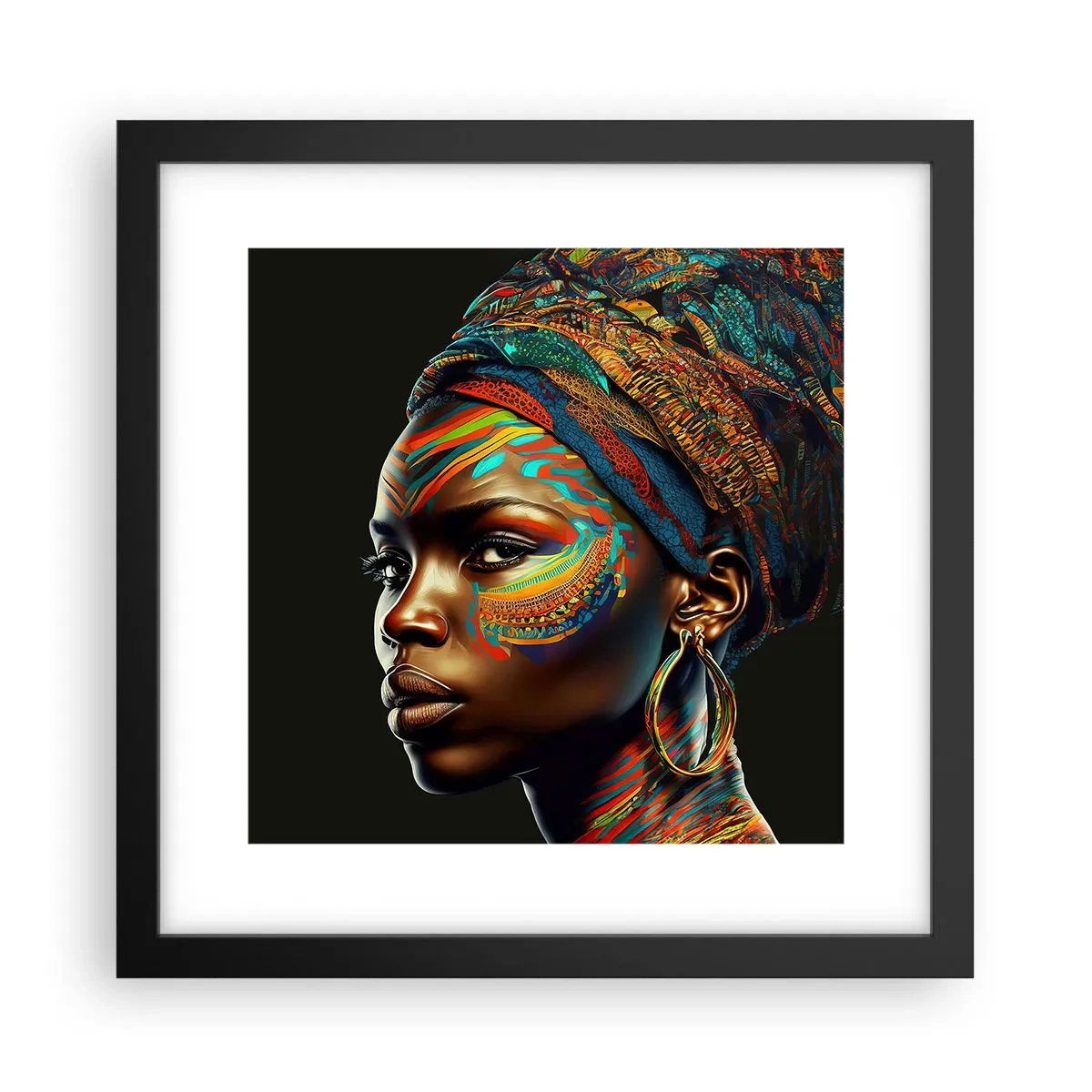 Plakat i sort ramme - Afrikansk dronning - 30x30 cm