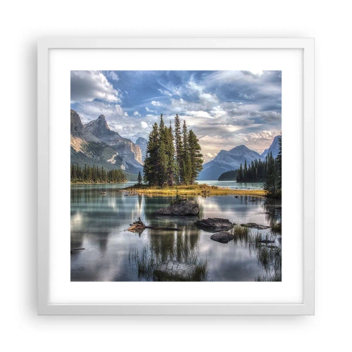 Plakat i hvid ramme - Over store og klare vande… - 40x40 cm