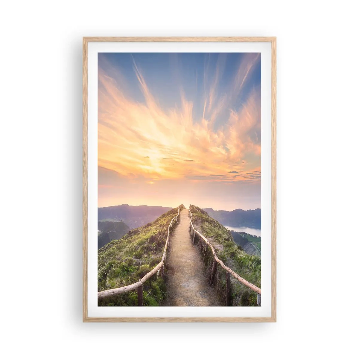 Plakat i ramme af lyst egetræ - Tæt på himlen - 61x91 cm