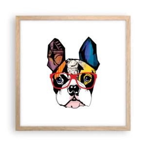 Plakat i ramme af lyst egetræ - Intellektuel - 40x40 cm