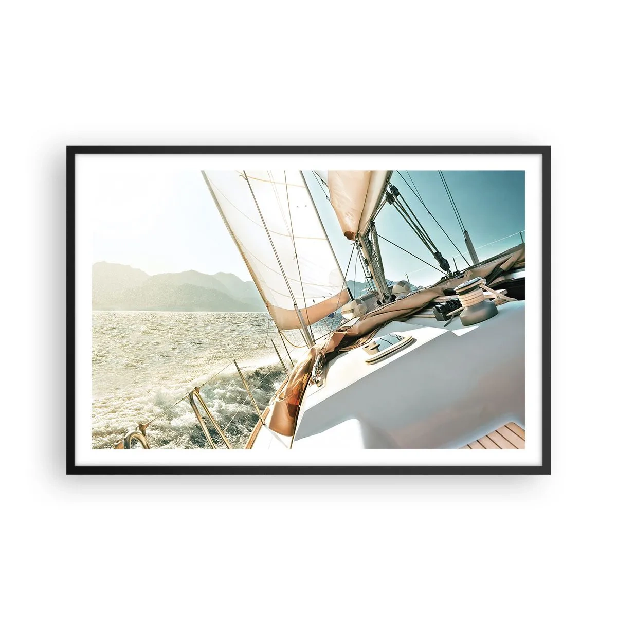 Plakat i sort ramme - Under fulde sejl - 91x61 cm