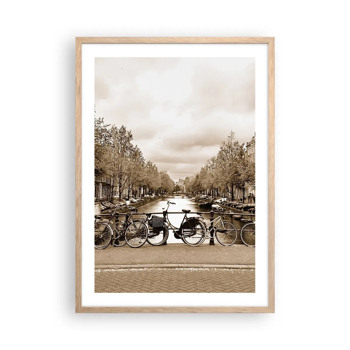 Plakat i ramme af lyst egetræ - Hollandsk atmosfære - 50x70 cm