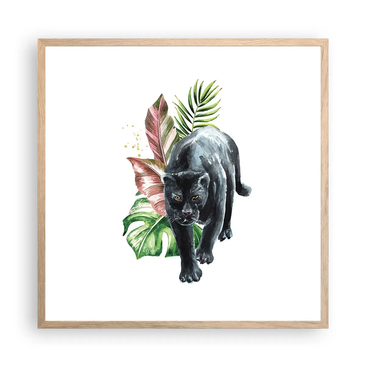 Plakat i ramme af lyst egetræ - Vild i hjertet - 60x60 cm