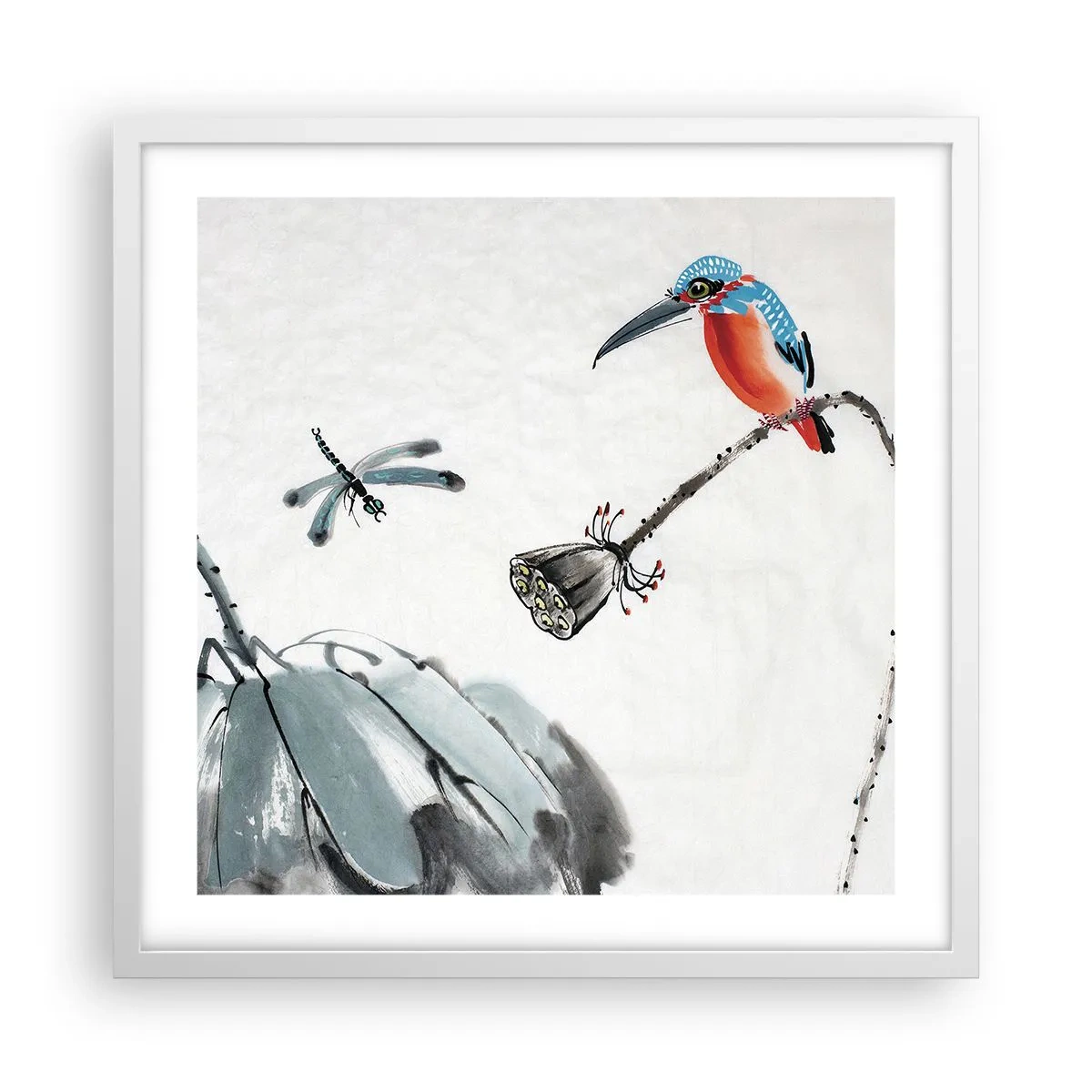 Plakat i hvid ramme - Engenes liv - 50x50 cm