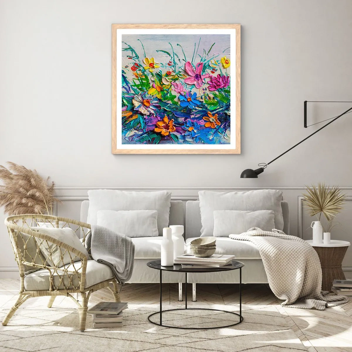 Plakat i ramme af lyst egetræ - Overhovedet ikke et stilleben - 50x50 cm