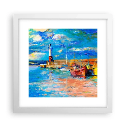 Plakat i hvid ramme - Eftermiddag i regnbuebugten - 30x30 cm