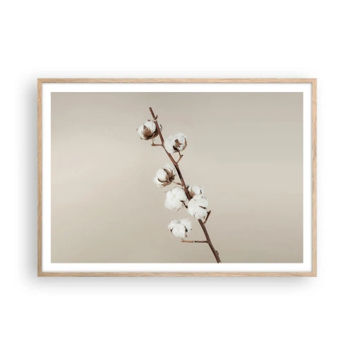 Plakat i ramme af lyst egetræ - Ved kilden til blødhed - 100x70 cm