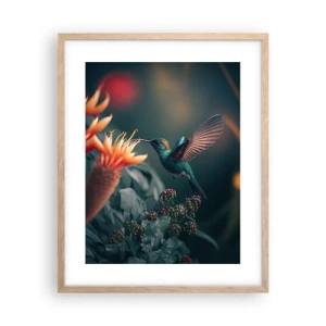 Plakat i ramme af lyst egetræ - Et virkelig farverigt liv - 40x50 cm