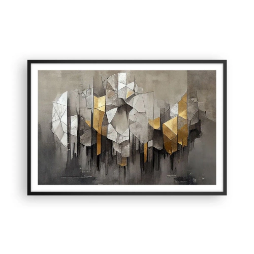 Plakat i sort ramme - Komposition lavet af is og lys - 91x61 cm