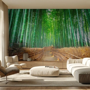 Fototapet Selvklæbende Deluxe Sticker - Essensen af den asiatiske natur - Bambus, Bambus Skov, Natur - 100x70 cm