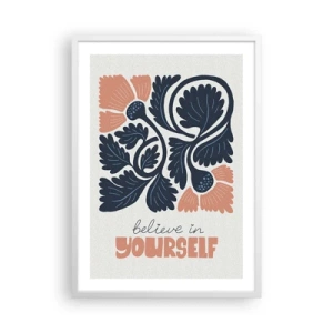 Plakat i hvid ramme - Og du blomstrer - 50x70 cm