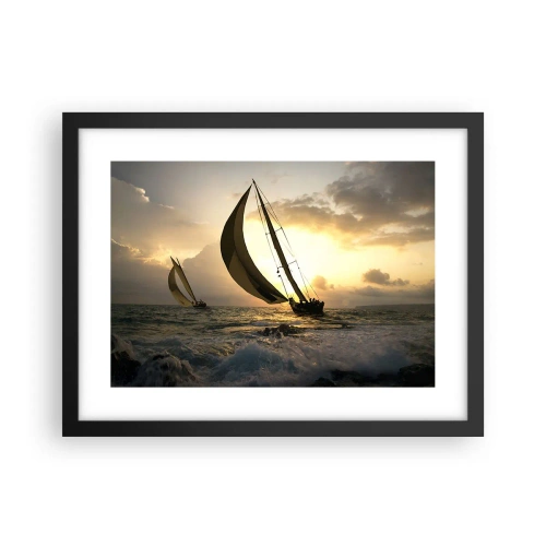 Plakat i sort ramme - I medvind og modvind - 40x30 cm