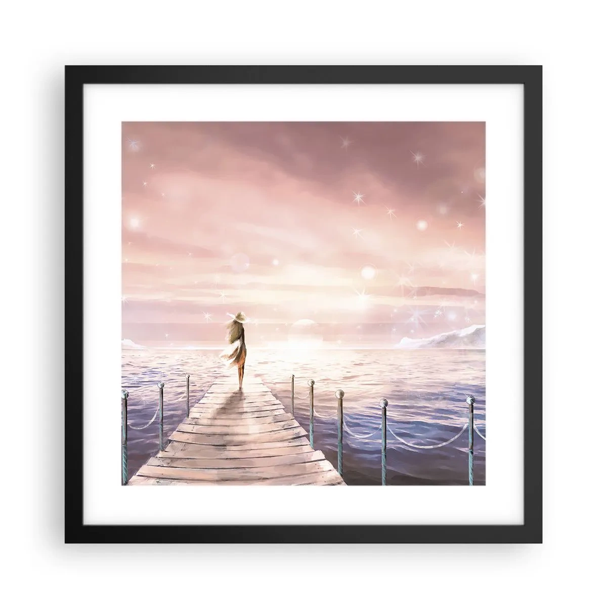 Plakat i sort ramme - I lyset af en drøm - 40x40 cm
