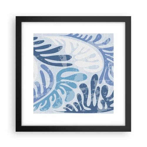 Plakat i sort ramme - Blå bregner - 30x30 cm