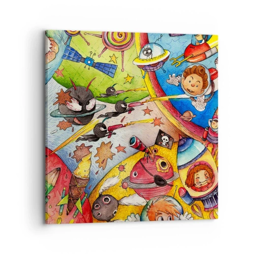 Lærredstryk - Billede på lærred - Et storslået rumeventyr - 70x70 cm