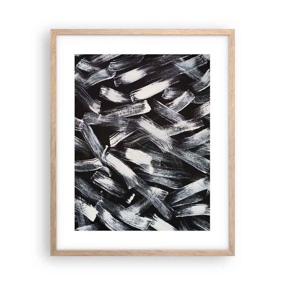 Plakat i ramme af lyst egetræ - Abstraktion i den industrielle ånd - 40x50 cm