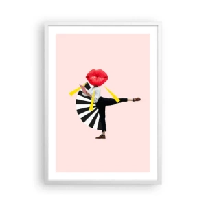 Plakat i hvid ramme - Surrealistisk popkunst - 50x70 cm