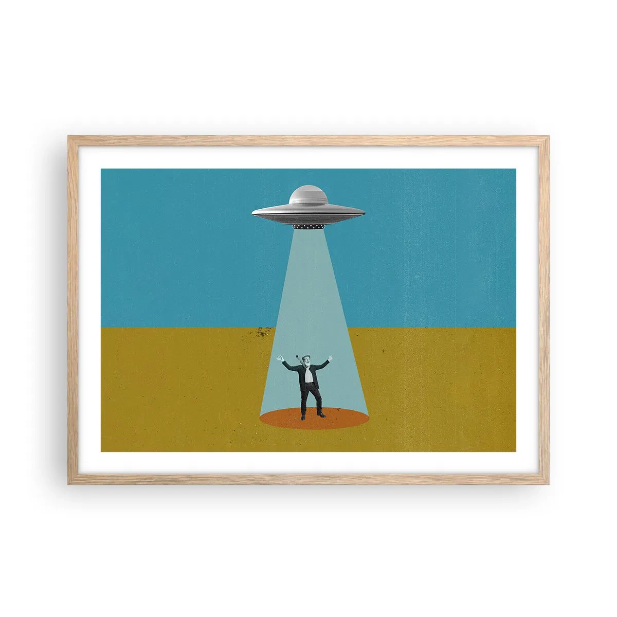 Plakat i ramme af lyst egetræ - Et tæt møde - 70x50 cm