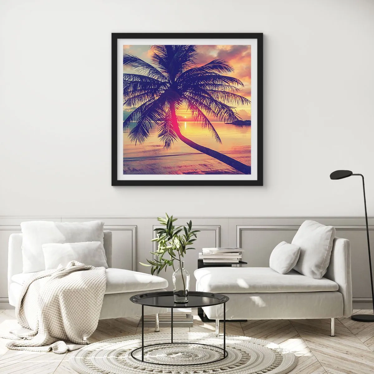 Plakat i sort ramme - En aften under palmerne - 30x30 cm