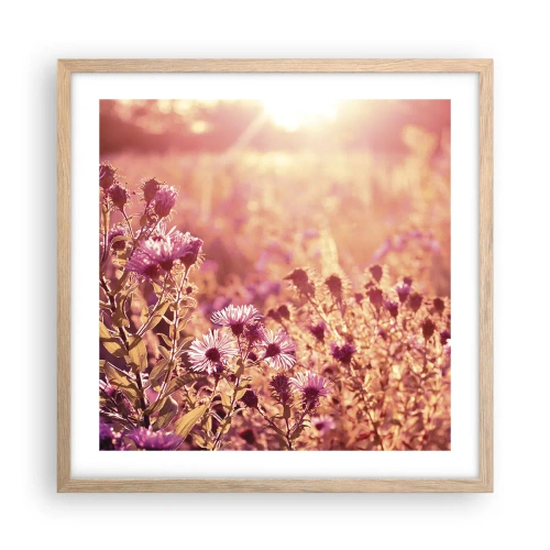 Plakat i ramme af lyst egetræ - Før sommeren er forbi - 50x50 cm