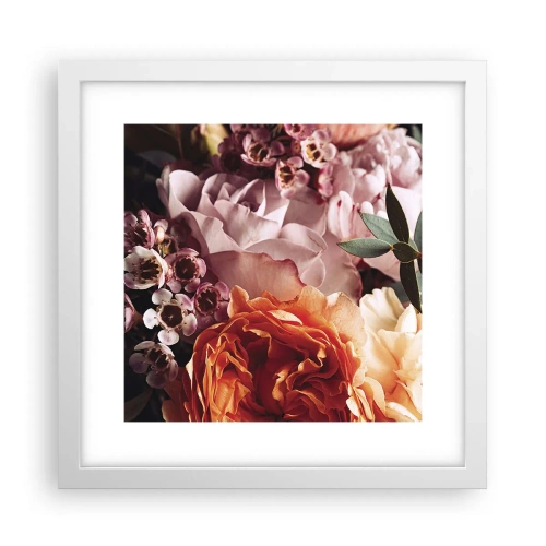 Plakat i hvid ramme - Indhyllet i skønhed - 30x30 cm