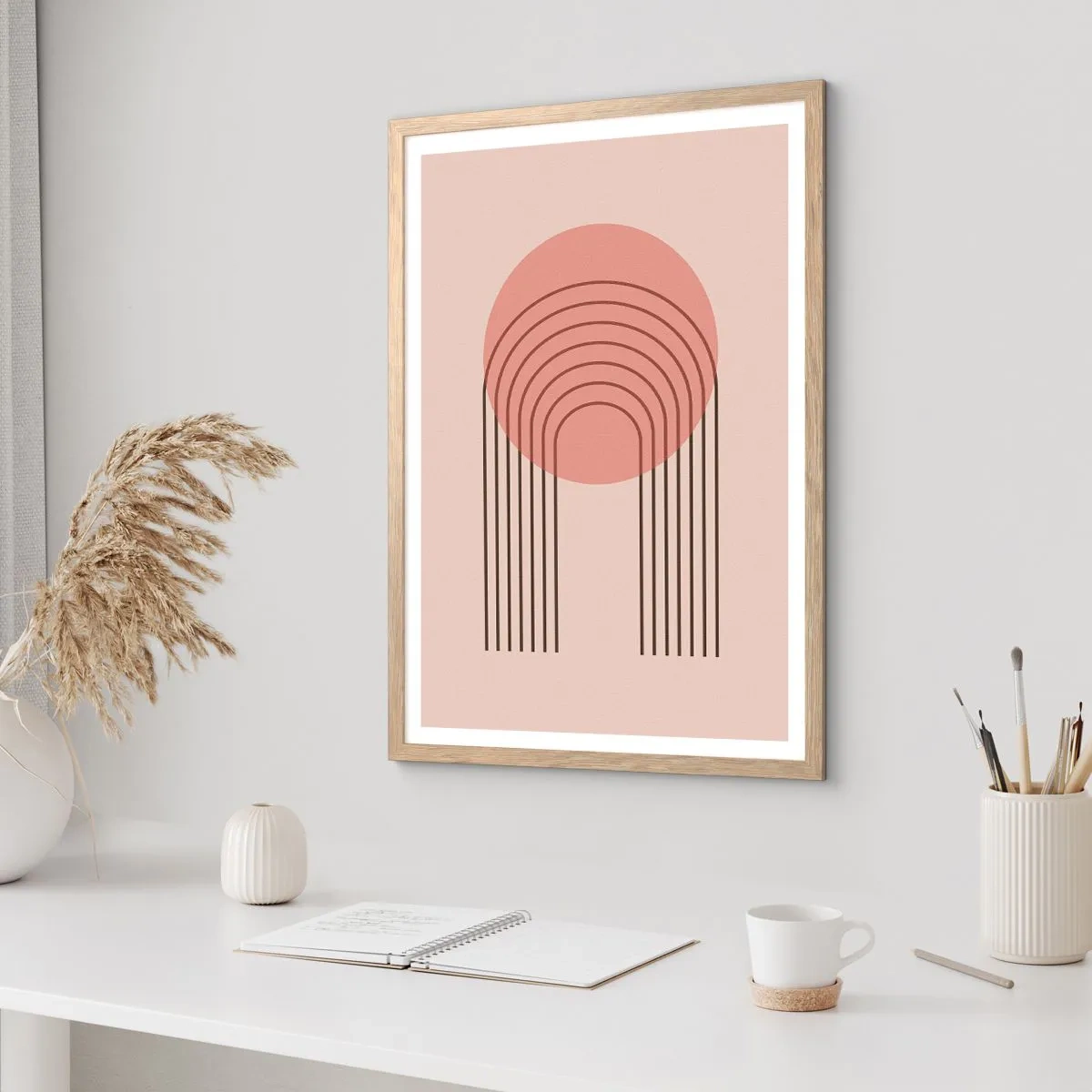 Plakat i ramme af lyst egetræ - Uimodståelig tiltrækningskraft - 61x91 cm