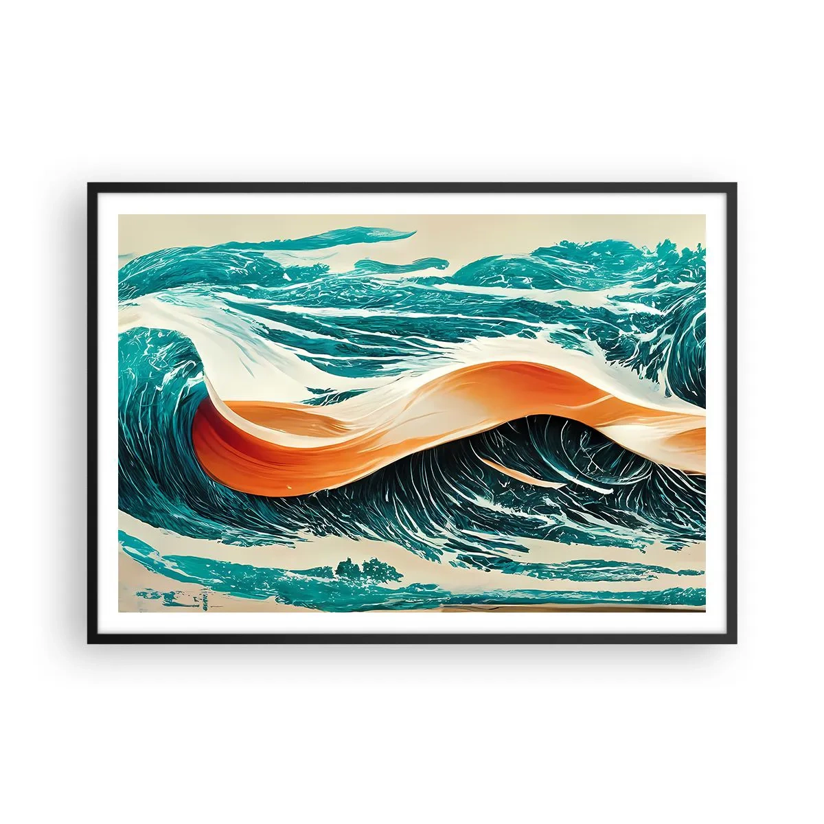 Plakat i sort ramme - Surferens drøm - 100x70 cm