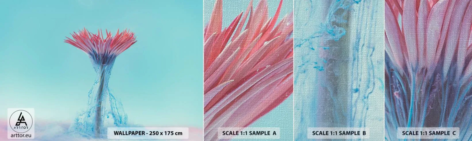 Prøve Fototapet Premium Canvas - I en nærende omfavnelse - Abstraktion, Blomst, Stykke - 100x30 cm