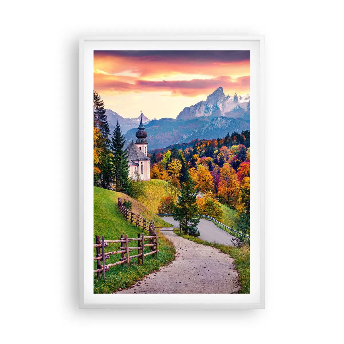 Plakat i hvid ramme - Landskab som maleri - 61x91 cm
