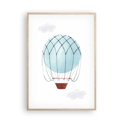 Plakat i ramme af lyst egetræ - Alt i skyerne - 70x100 cm