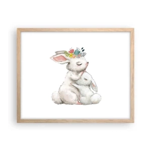 Plakat i ramme af lyst egetræ - Der er intet sted som hos mor - 50x40 cm