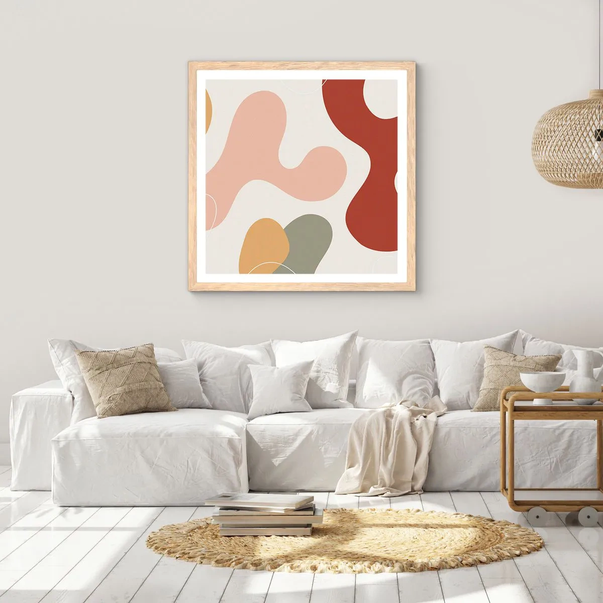 Plakat i ramme af lyst egetræ - Es eller flores? - 50x50 cm