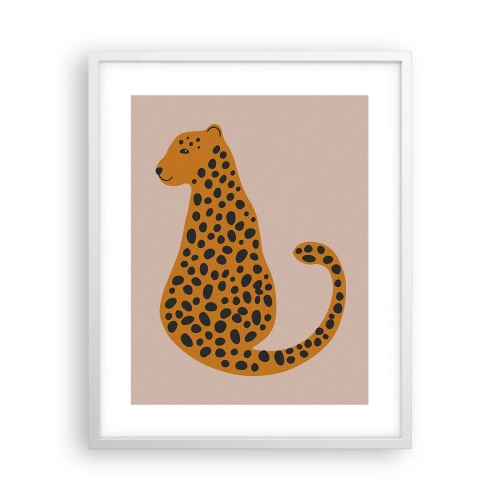 Plakat i hvid ramme - Leopardprint er et moderigtigt mønster - 40x50 cm