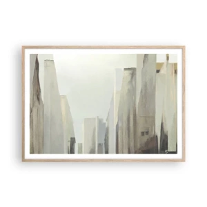 Plakat i ramme af lyst egetræ - En drøm om byen - 100x70 cm