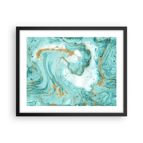 Plakat i sort ramme - Under den store bølge i Edo-perioden - 50x40 cm