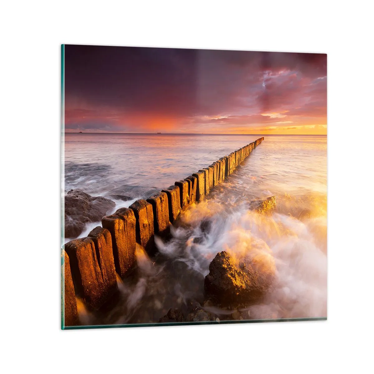 Billede på glas - Bølgernes blidhed - 50x50 cm