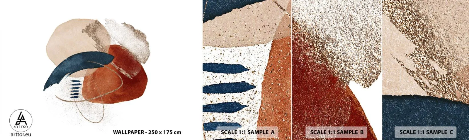 Fototapet Prøve Standard Eco - Oval sammensætning - Abstraktion, Stykke, Moderne mønster - 100x30 cm