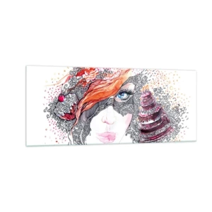 Billede på glas - Hos hende er hver dag en ferie - 100x40 cm
