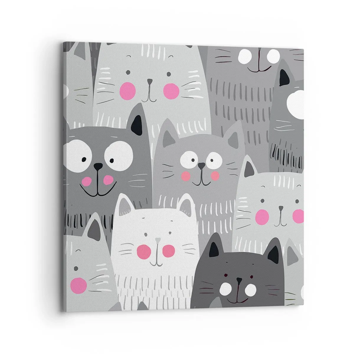 Lærredstryk - Billede på lærred - Kattens verden - 70x70 cm