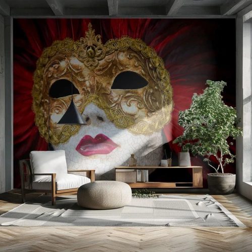 Fototapet Premium Canvas - Løftet om et karnevalseventyr - Venetiansk maske, Stykke, Venedig - 200x140 cm
