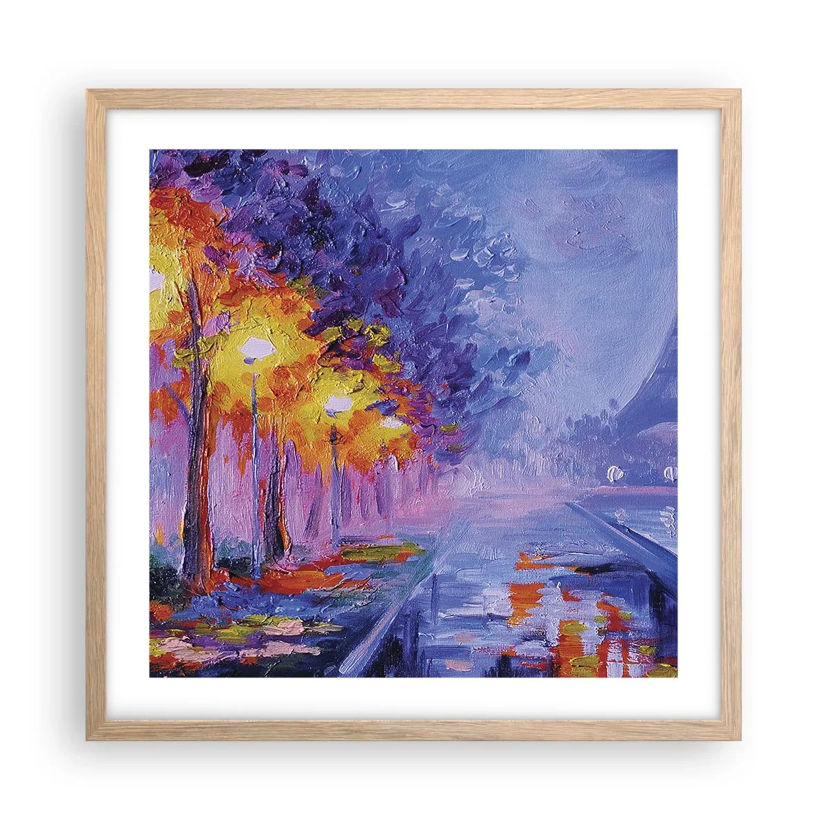 Plakat i ramme af lyst egetræ - En drømmevandring - 50x50 cm