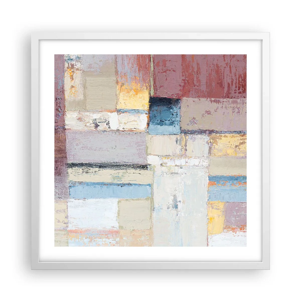 Plakat i hvid ramme - Geometriens ro - 50x50 cm