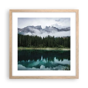 Plakat i ramme af lyst egetræ - Hys, tys, lad os ikke vække sovevandet... - 40x40 cm