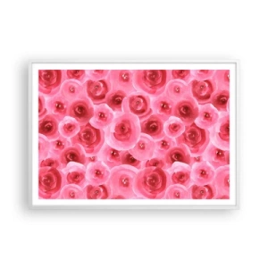 Plakat i hvid ramme - Roser under og over - 100x70 cm